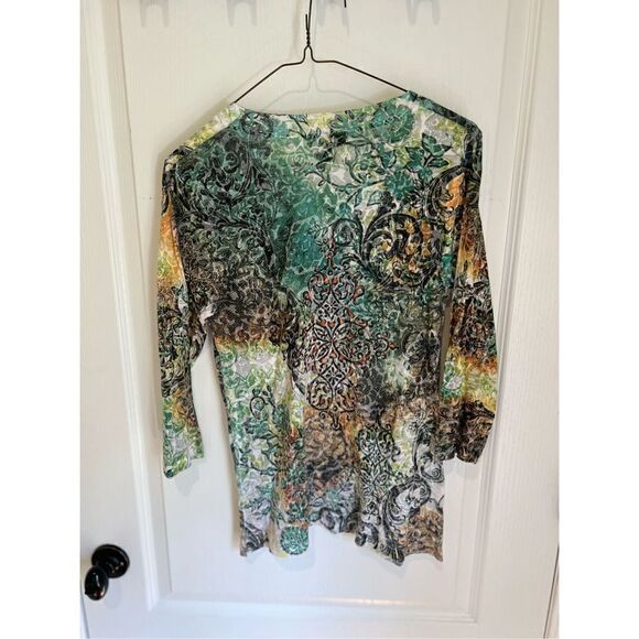Kaktus boho teal and yellow paisley top size medium - Picture 5 of 10
